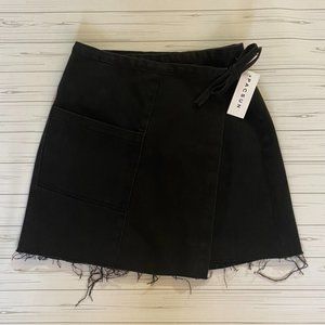 PACSUN Black Denim Wrap Skirt
